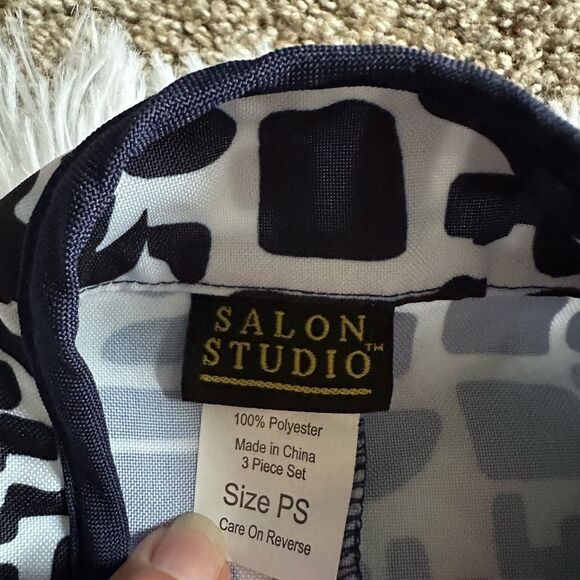 Salon Studio Jacket & Matching Tank Top Lightweight Blue White Womens Size SP - Picture 7 of 9